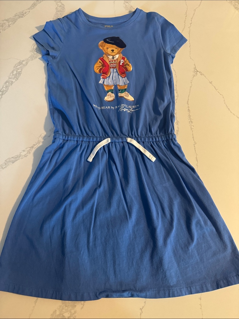 Ralph Lauren Blue Polo Bear Cotton T-Shirt Dress